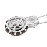 Rhodium Plated Sterling Silver Pendant With Polished Chocolate Sapphire, Smoky Quartz, And Natural White Zircon. - Fashion Apparel 