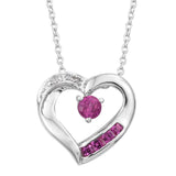 Exquisite Rhodium Plated Sterling Silver Pendant With Created White Sapphire And Synthetic Ruby Gemstones - Fashion Apparel 