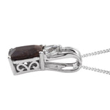 Rhodium Plated Sterling Silver Pendant With Polished Chocolate Sapphire And White Topaz Gemstones. - Fashion Apparel 