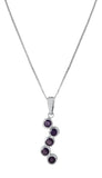 Five Stone Amethyst Pendant Set In Rhodium - Fashion Apparel 