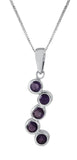 Five Stone Amethyst Pendant Set In Rhodium - Fashion Apparel 
