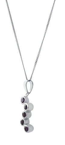 Five Stone Amethyst Pendant Set In Rhodium - Fashion Apparel 