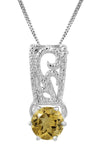 Sterling Silver Citrine Pendant Set In Rhodium - Fashion Apparel 