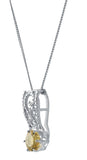 Sterling Silver Citrine Pendant Set In Rhodium - Fashion Apparel 
