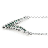 Sterling Silver Necklace With Rhodium Plating And Created Emerald, And Created White Sapphire Gemstones - Fashion Apparel 
