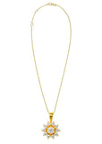 Gold Plated Pendant In Sterling Silver With 3 Small And Six Round Crystals - Fashion Apparel 