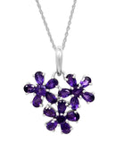 Rhodium Plated Sterling Silver Pendant With Square-Shaped Blue Topaz Stones - Fashion Apparel 