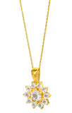 Gold Plated Pendant In Sterling Silver With 3 Small And Six Round Crystals - Fashion Apparel 