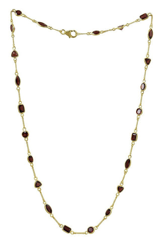 Garnet And Yellow Gold String Sterling Silver Necklace - Fashion Apparel 