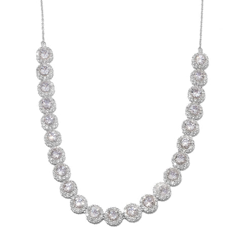 Golconda Diamond Topaz Silver Sterling Necklace Made Of Rhodium - Fashion Apparel 