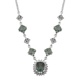 Royal Looking Sterling Silver Necklace With Rhodium Plating And White Topaz, And Teal Fluorite Gemstones. - Fashion Apparel 
