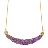Yellow Gold Plated Sterling Silver Necklace With Polished African Amethyst Gemstones - Fashion Apparel 