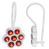 A Perfect Pair Of Rhodium Plated Silver Sterling Hook Earrings With Garnet Gemstone - Fashion Apparel 