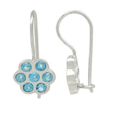 Rhodium Plated Blue Topaz Stoned Silver Sterling Earrings - Fashion Apparel 