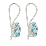 Rhodium Plated Blue Topaz Stoned Silver Sterling Earrings - Fashion Apparel 
