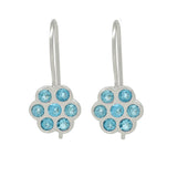 Rhodium Plated Blue Topaz Stoned Silver Sterling Earrings - Fashion Apparel 