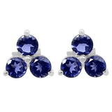 Well-Crafted Sterling Silver Earring With Rhodium Plating And Iolite Stones - Fashion Apparel 