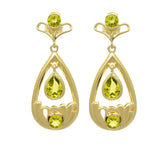 Gold Plated Sterling Silver Earring With Shinning Peridot Stones - Fashion Apparel 