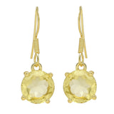 Silver Sterling Hook Earrings Plated With Gold, Sporting Lemon Topaz Gems - Fashion Apparel 