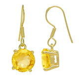 The Round-Shaped Silver Sterling Blue Color Earrings Polished With Gold And Holding A Heavy Weight Citrine Gem. - Fashion Apparel 