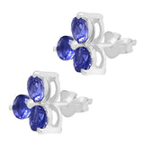 Well-Crafted Sterling Silver Earring With Rhodium Plating And Iolite Stones - Fashion Apparel 