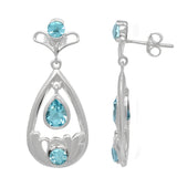 Stunning Sterling Silver Earring With Enduring Rhodium Plating And Blue Topaz Stone - Fashion Apparel 