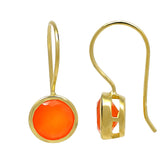 Fabulus Silver Sterling Hook Earrings Plated With Gold And Holding Orange Colored Round Carnelian Stone - Fashion Apparel 