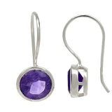 Blue Amethyst Stoned Sterling Silver Hook Earrings, Neatly Finished With Rhodium - Fashion Apparel 