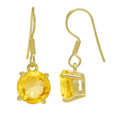 The Round-Shaped Silver Sterling Blue Color Earrings Polished With Gold And Holding A Heavy Weight Citrine Gem. - Fashion Apparel 