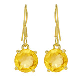 The Round-Shaped Silver Sterling Blue Color Earrings Polished With Gold And Holding A Heavy Weight Citrine Gem. - Fashion Apparel 