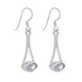 Sparkling Sterling Silver Earring With Moonstone And Rhodium Plating - Fashion Apparel 