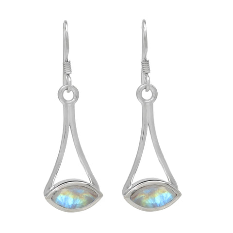 Sparkling Sterling Silver Earring With Moonstone And Rhodium Plating - Fashion Apparel 