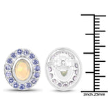 2.01 Carat Genuine Ethiopian Opal and Tanzanite .925 Sterling Silver Earrings - Fashion Apparel 