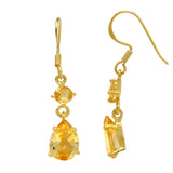 Gold Plated Sterling Silver Drop Earring With Multiple Sized Citrine Stone - Fashion Apparel 