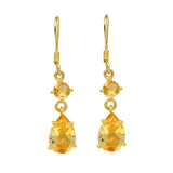 Gold Plated Sterling Silver Drop Earring With Multiple Sized Citrine Stone - Fashion Apparel 