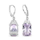 13.15 Carat Genuine Pink Amethyst & White Topaz .925 Sterling Silver Earrings - Fashion Apparel 