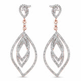 14K Rose Gold Plated 0.92 Carat Genuine White Diamond .925 Sterling Silver Earrings - Fashion Apparel 