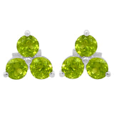 Rhodium Plated Sterling Silver Earring Crafted With Polished Peridot Stones - Fashion Apparel 