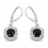 2.44 Carat Genuine Black Spinel and White Topaz .925 Sterling Silver Earrings - Fashion Apparel 