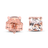 14K Rose Gold Plated 1.20 Carat Genuine Morganite .925 Sterling Silver Earrings - Fashion Apparel 