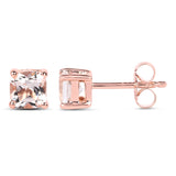 14K Rose Gold Plated 1.20 Carat Genuine Morganite .925 Sterling Silver Earrings - Fashion Apparel 