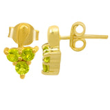 Gold Plated Drop Sterling Silver Earring With Round Peridot Stones - Fashion Apparel 