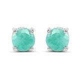 1.50 Carat Genuine Emerald .925 Sterling Silver Earrings - Fashion Apparel 