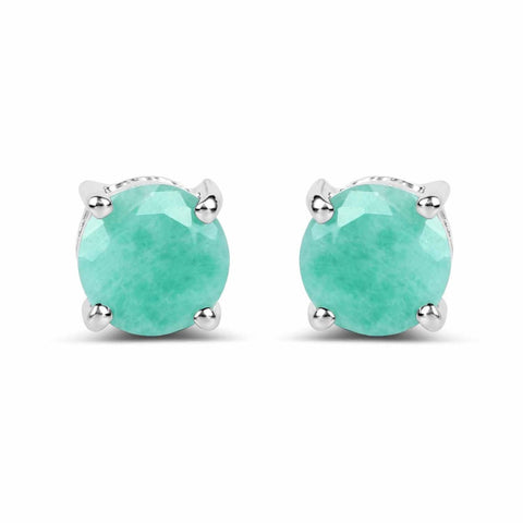 1.50 Carat Genuine Emerald .925 Sterling Silver Earrings - Fashion Apparel 