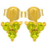 Gold Plated Drop Sterling Silver Earring With Round Peridot Stones - Fashion Apparel 