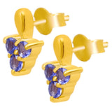 Gold Plated Drop Sterling Silver Earring Featuring Iolite Stones - Fashion Apparel 