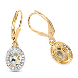 14K Yellow Gold Plated 1.70 Carat Genuine Aquamarine and White Topaz .925 Sterling Silver Earrings - Fashion Apparel 