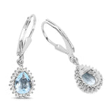 1.51 Carat Genuine Aquamarine and White Topaz .925 Sterling Silver Earrings - Fashion Apparel 