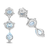 9.23 Carat Genuine Blue Topaz and White Topaz .925 Sterling Silver Earrings - Fashion Apparel 