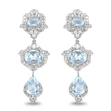 9.23 Carat Genuine Blue Topaz and White Topaz .925 Sterling Silver Earrings - Fashion Apparel 
